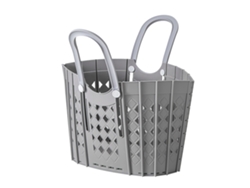 Cesta de lavandería plegable de plástico multifuncional con asas para el baño del hogar, color gris