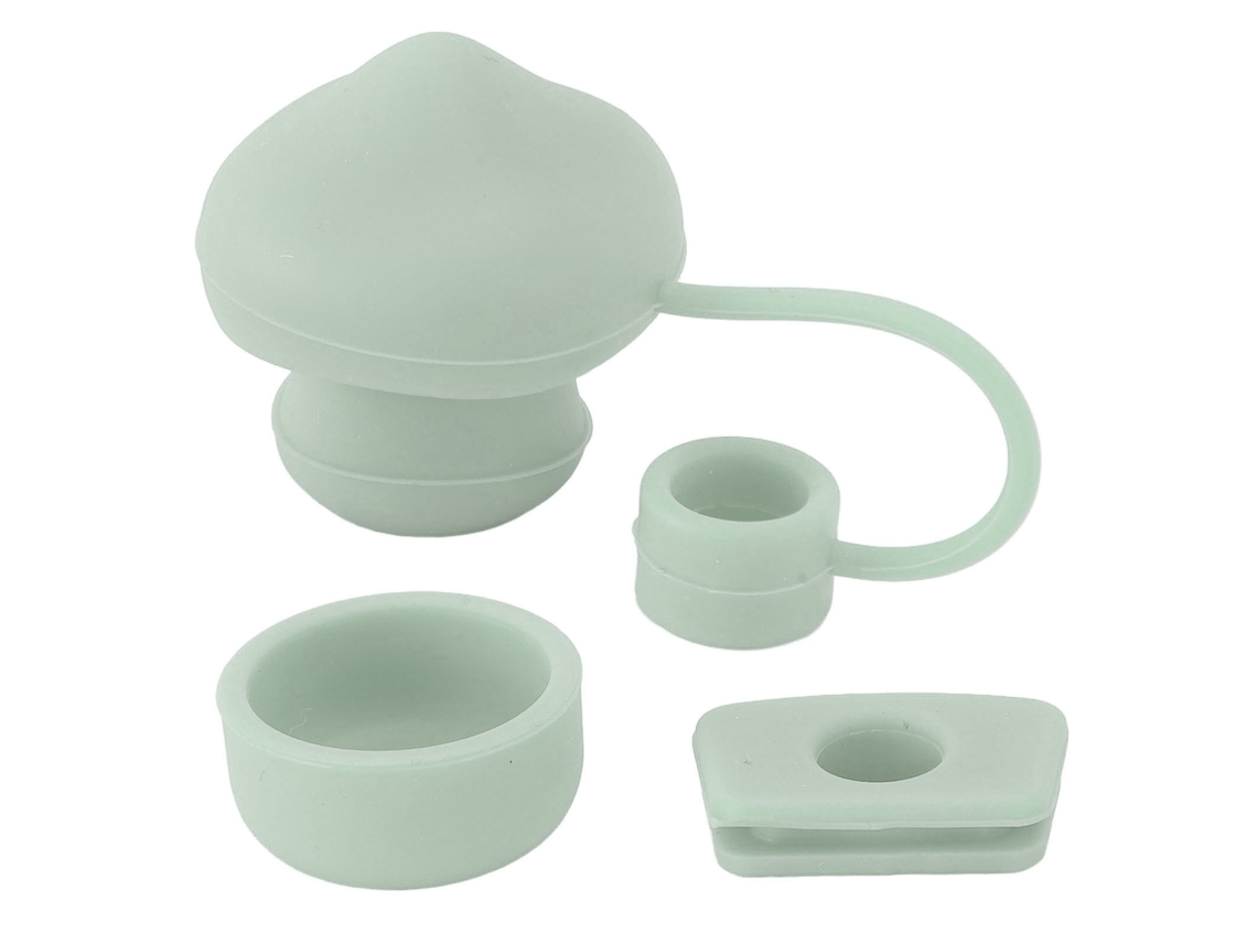 Conjunto De Tapones Para Pajitas De Silicona Estanco Y Antipolvo Reutilizable Tapa Para Punta De Pajita Verde Menta