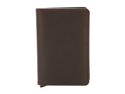 Cartera Delgada Para Tarjetas De Crédito Con Clip Metálico Para Billetes, Regalo Para Hombre, Color Café Oscuro.