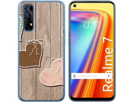 Carcasa Realme 7 TUMUNDOSMARTPHONE Corazones Madera Multicolor
