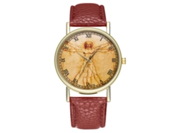 Reloj De Pulsera Analógico De Cuarzo Con Esfera Redonda Unisex De Zhoulianfa Café