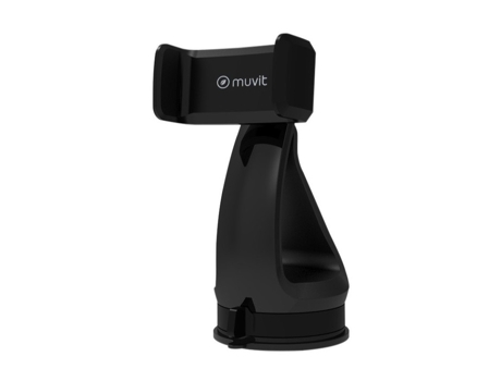 Soporte Coche Smartphone Rotación Abrazadera Extensible MUVIT Metal Negro