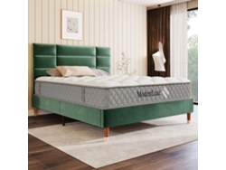 Cama De Terciopelo Verde De 140x200 Con Colchón.