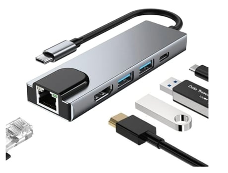 Estación de acoplamiento USB C 4 en 1 Hub Adaptador USB C para Macbook Mac Pro Mac Mini Imac Gris