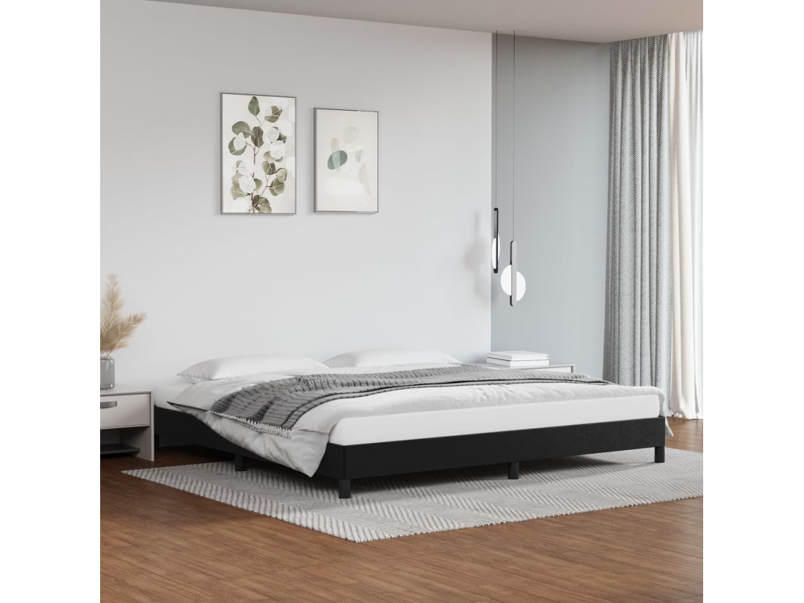 Estructura De Cama Sin Colchón Cuero Sintético Negro 200x200 Cm