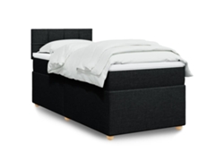 Cama Box Spring Con Colchón Tela Negro 80x200 Cm