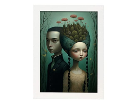 NACNIC Poster Pareja Natural En Estilo Surrealismo Cinematográfico Ilustraciones Y Grabados De Historieta Abstracta Y Artística A3 Marcos Blancos