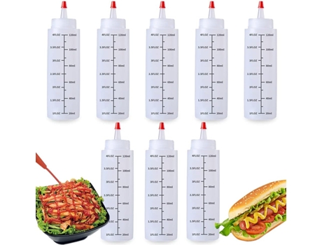 ® 8pcs Botella para Salsa, Botella Exprimible de 120ml 100% Libre de BPA, Botella de Plástico para Salsa Usada para Mostaza, Aceite de Oliva, Salsa...