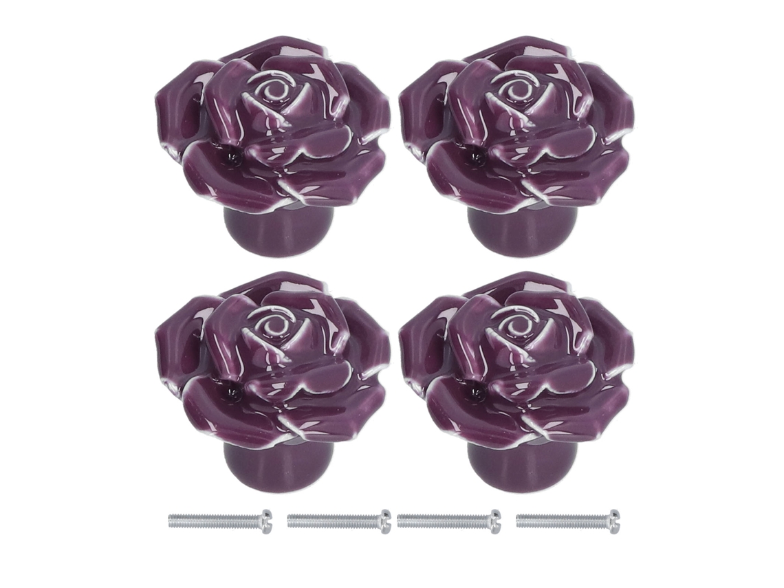 Juego de 4 armarios Primerox con tiradores de cerámica, rosa y morado modernos, para el hogar.