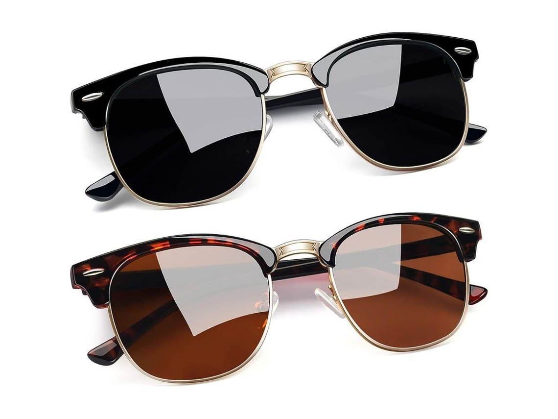 2026-gafas De Sol Polarizadas Linjou Semi-rimless Uv400 Unisex Clásicas Vintage 2pcs