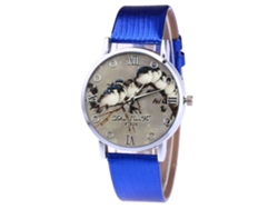 Reloj De Cuarzo Con Correa De Cuero Pu Unisex Zhoulianfa Dial Azul