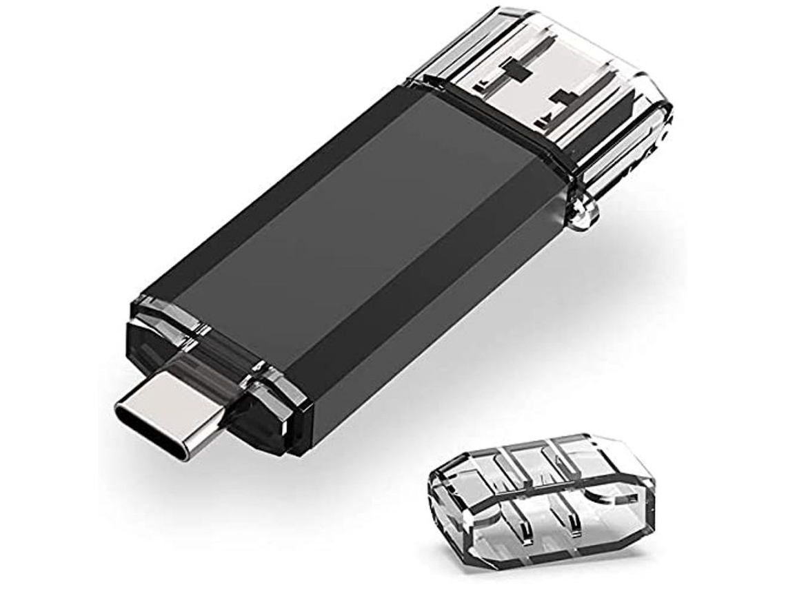 Memoria Usb 3.0 De Alta Velocidad De 64 Gb Con Interfaz Dual Para Smartphones, Tablets Y Pc - Negra