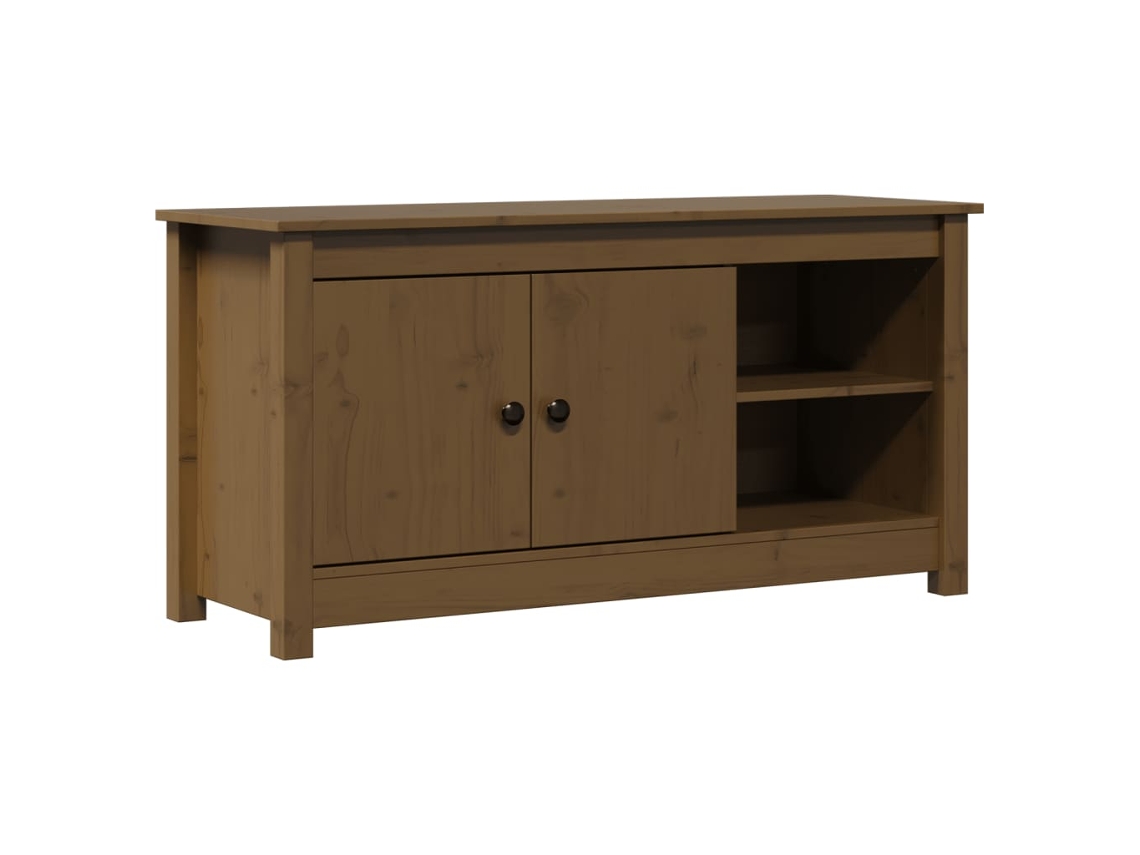 Mueble de TV Maison Exclusive en color marrón miel de madera maciza de pino (103 x 36,5 x 52 cm)