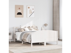 Estructura De Cama Sin Colchón Madera De Pino Blanca 120x200 Cm