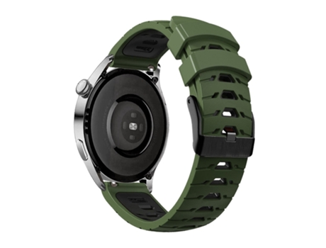 Correa de Silicona 20mm dos colores con orificios trapezoidales de tres filas para Samsung Galaxy Watch4 40mm/44mm/Garmin Venu 2 Plus - verde milit...
