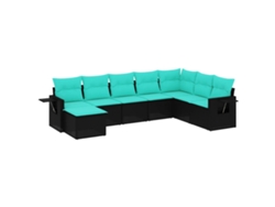 Maison Exclusive - Conjunto De Sofá De Jardín De 8 Piezas Con Cojines, De Poliratán Negro