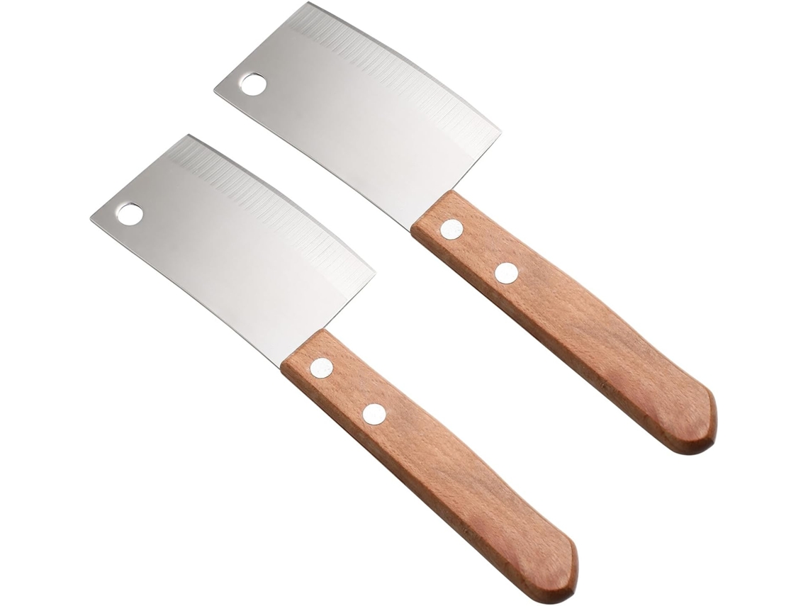 Dos cuchillos multiusos en miniatura para queso en bloque y mantequilla, hojas ligeras y compactas para Gokoco