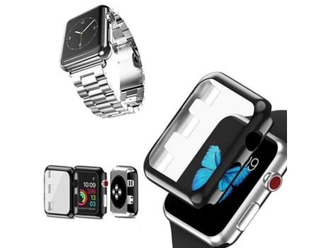 Kit De Correa De Acero Para Herramientas Cubierta Protectora De Vidrio Para Apple Watch Series 9 41Mm Gris