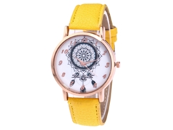 Reloj De Cuarzo Con Correa De Cuero, Estilo Moderno Y Sencillo Para Jóvenes Enamorados (amarillo)