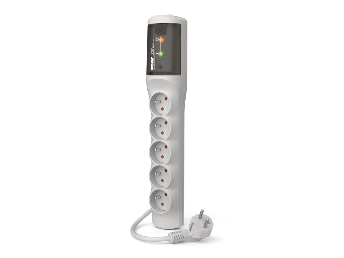 Cable de extensión eléctrica ACAR para PC, TV y portátil, fácil de usar, 1,5 m, gris.