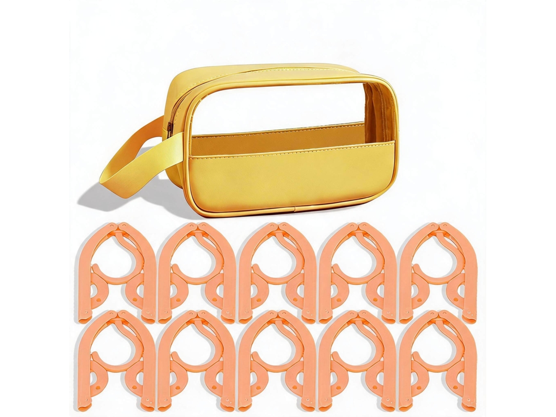 Set Perchas Chrui Plegables Viaje 10 Perchas + Bolsa (amarillo)