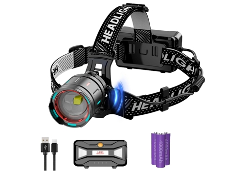 Linterna frontal recargable superbrillante de alta potencia con fluorescencia e inducción nocturna, pantalla eléctrica, linternas frontales recarga...