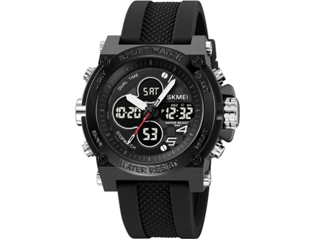 VEANXIN Relojes de pulsera digitales duales LED a prueba de golpes para hombres-Negro