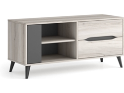 Mueble Tv 110, 2 Cajones + 1 Puerta, Modelo Kai, Color Roble Y Gris, 113x40x52cm