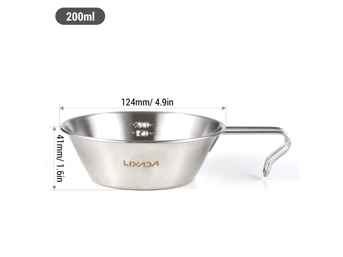 Vaso Medidor Sierra Camping De 200 Ml, Recipiente De Acero Inoxidable Para Camping Y Actividades Al Aire Libre.
