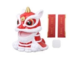 Baok-adorno León Despertar Sorpresa Automático Ahorro de Energía Solar Trae Fortuna Regalo Decoración para Coche Rojo
