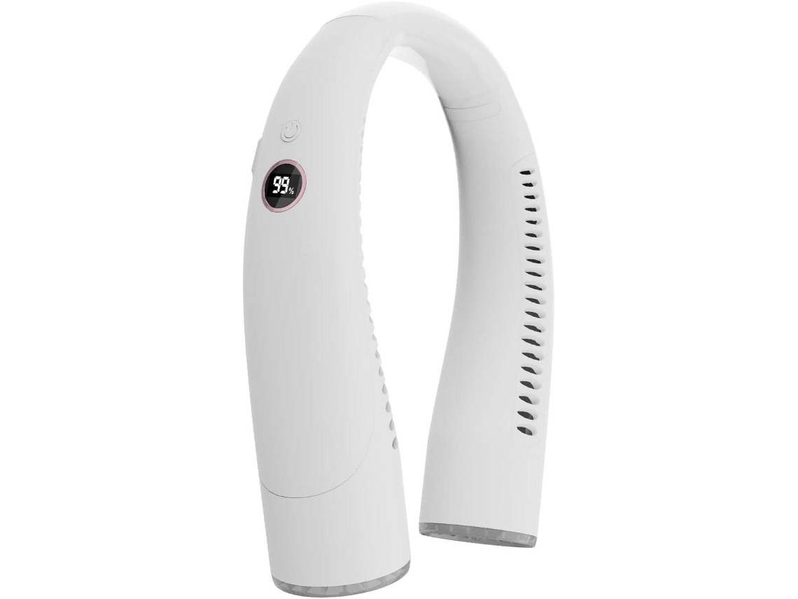 Ventilador De Cuello Portátil (blanco) - Usb - 4000 Mah - Velocidad Del Viento Ajustable - Ángulo De Rotación Ajustable De 180°