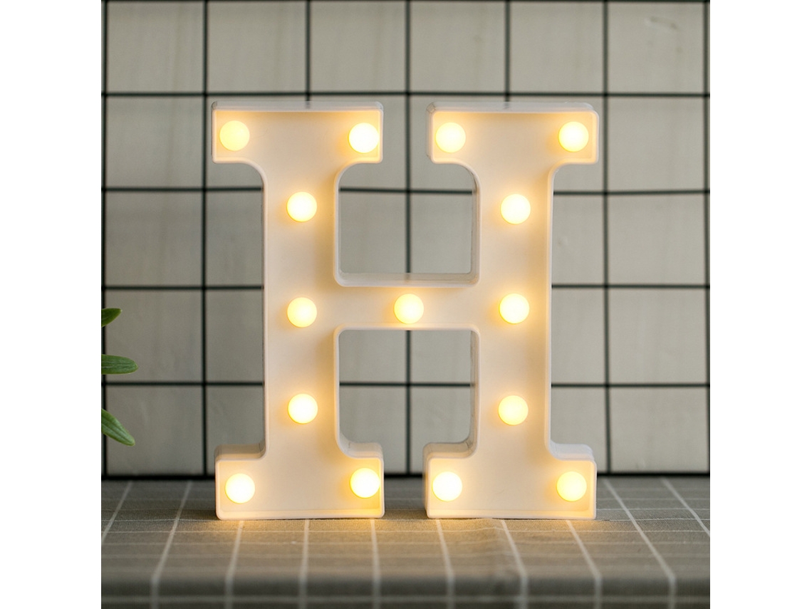 Letras Led Del Alfabeto Con Luz Blanca Cálida Para Decoración Del Hogar, Fiestas, Bares, Bodas O Festivales (h)