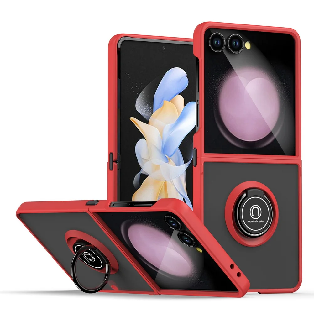 (rojo, Galaxy Z Flip7) Funda Magnética Para Coche Con Soporte De Anillo Giratorio, Resistente A Caídas.