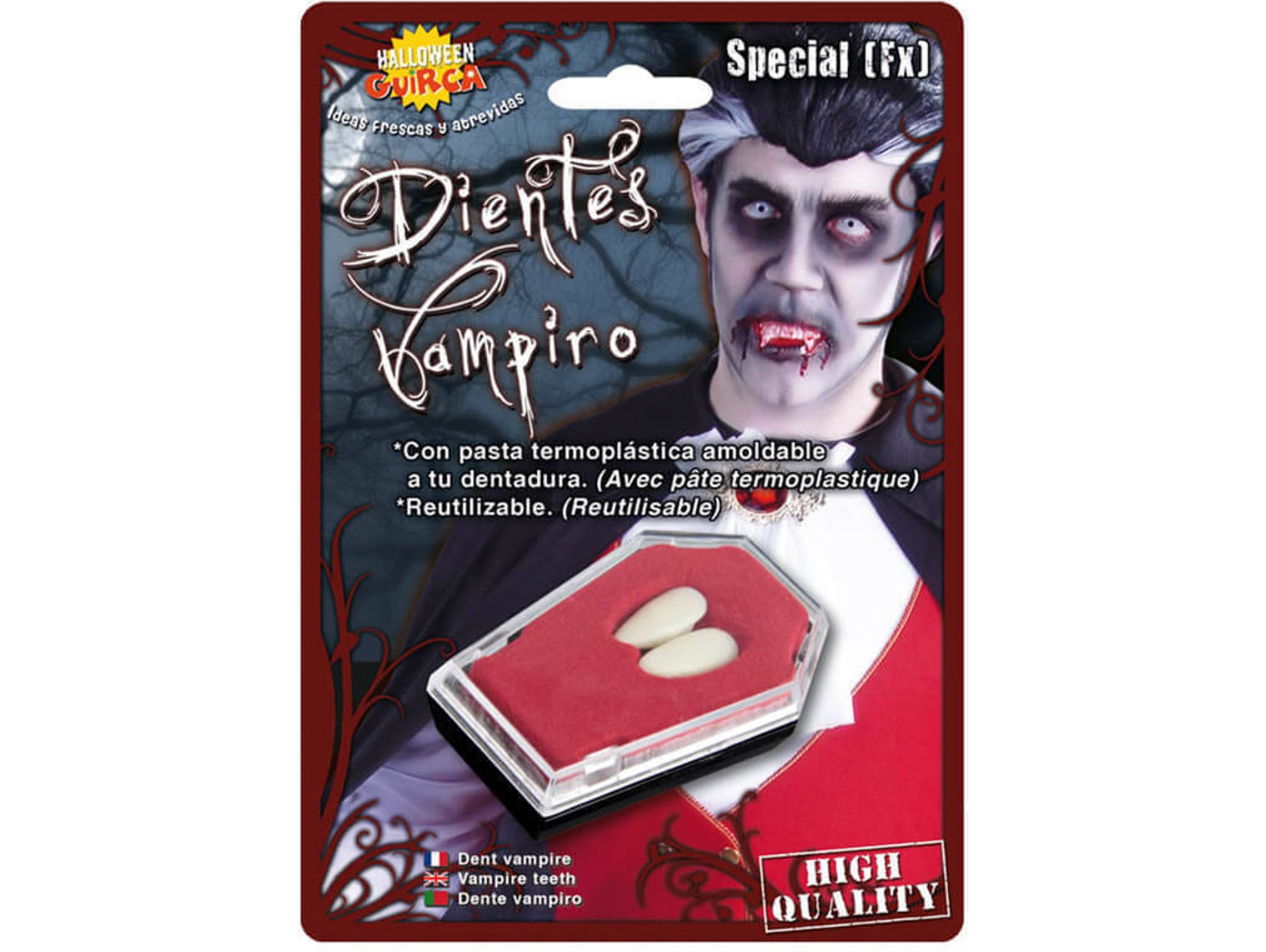 Accesorios de Halloween DISFRAZZES Colmillos de Vampiro Medianos con Pasta Termoplástica
