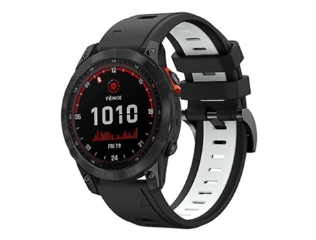 Correa De Reloj Inteligente Para Garmin Fenix 7 Solar, Correa De Reloj Deportivo Bicolor De Silicona, Color Blanco Y Negro, 22Mm VENISYMLIS