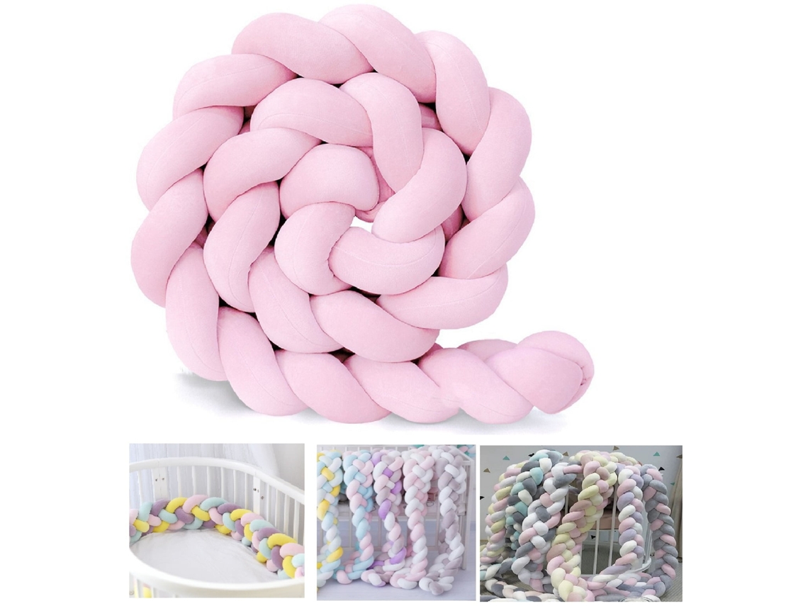 Protector de cuna, protección contra impactos, protector suave para cuna de bebé (rosa - 2 metros) Spqment