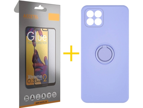 Carcasa + Protector de Pantalla para Huawei P40 Lite ACCETEL Morado Lila