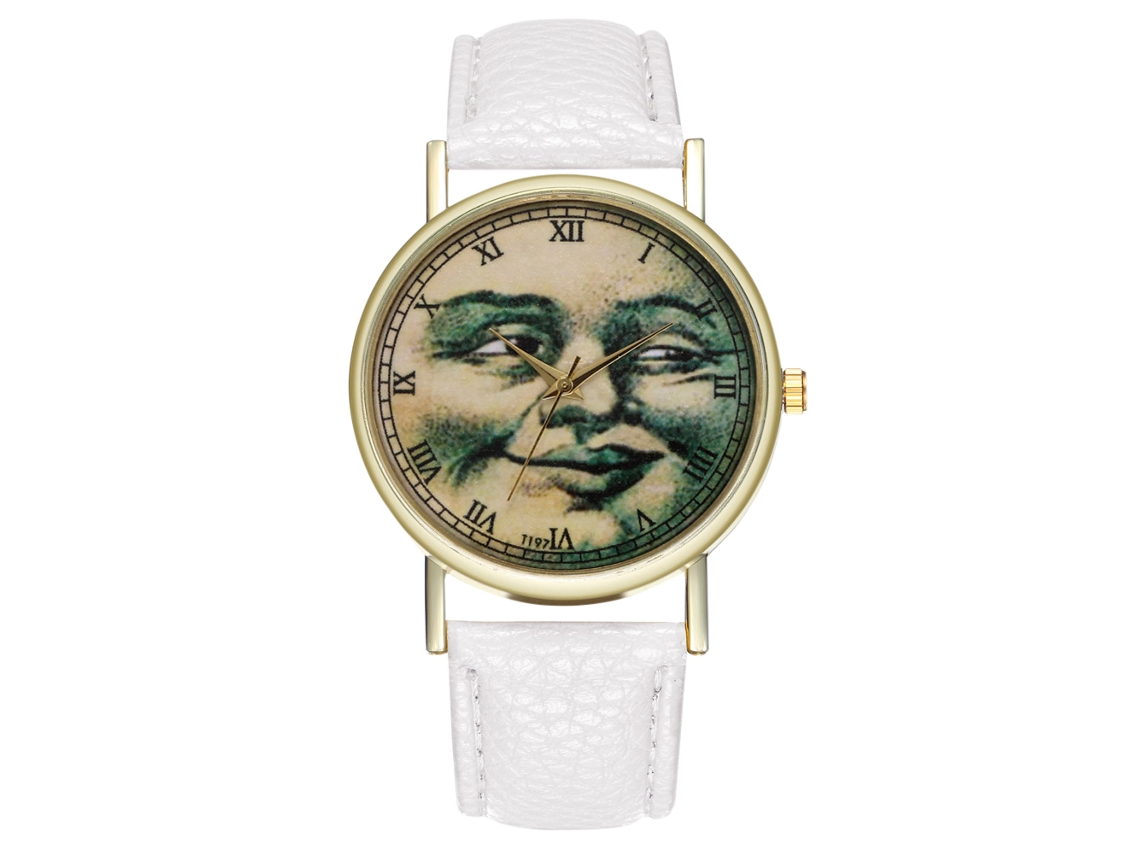 Reloj De Pulsera Analógico De Cuarzo Unisex Con Esfera Redonda Blanca Para Mujeres Y Hombres.
