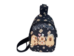 Bolso bandolera pequeño estilo capibara, riñonera, bolso de pecho, bolso de viaje infantil, regalo para niños y niñas, mochila negra.