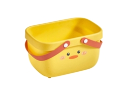 Cesta De Ducha Animada Con Forma De Pato Naranja Y Asa Ensanchada, Fabricada En Material Pp Duradero Para El Baño Y El Camping.