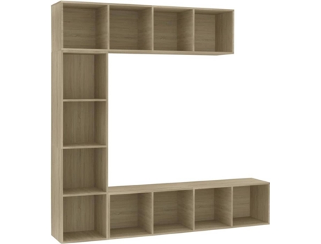 Conjunto 3 Mueble de TV y librería VIDAXL roble Sonoma 180x30x180 cm