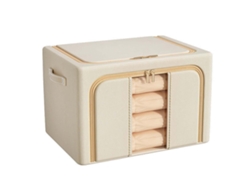 Caja de almacenamiento de tela plegable de gran capacidad para el hogar, organizador de ropa y colchas, color caqui