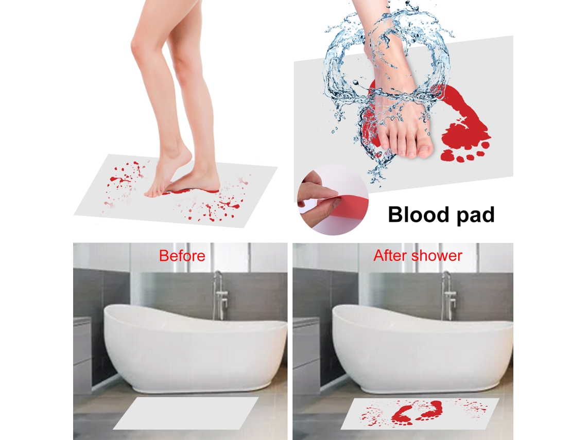 Alfombrilla de baño sangrienta que cambia de color para Halloween
