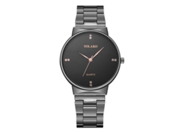 Reloj De Pulsera Yolako Empresarial De Cuarzo Con Correa De Acero Inoxidable Para Parejas Negro