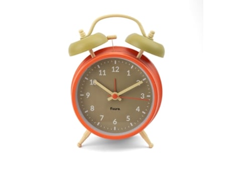 Reloj despertador analógico - FISURA – Reloj despertador analógico beige y naranja sin tic-tac. Reloj despertador con luz de Led nocturna. Esfera 9...