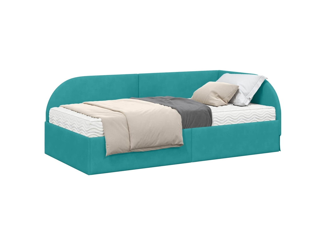 Maison Exclusive - Estructura De Cama Esquina Con Colchón 2 Pcs Tuquesa Terciopelo
