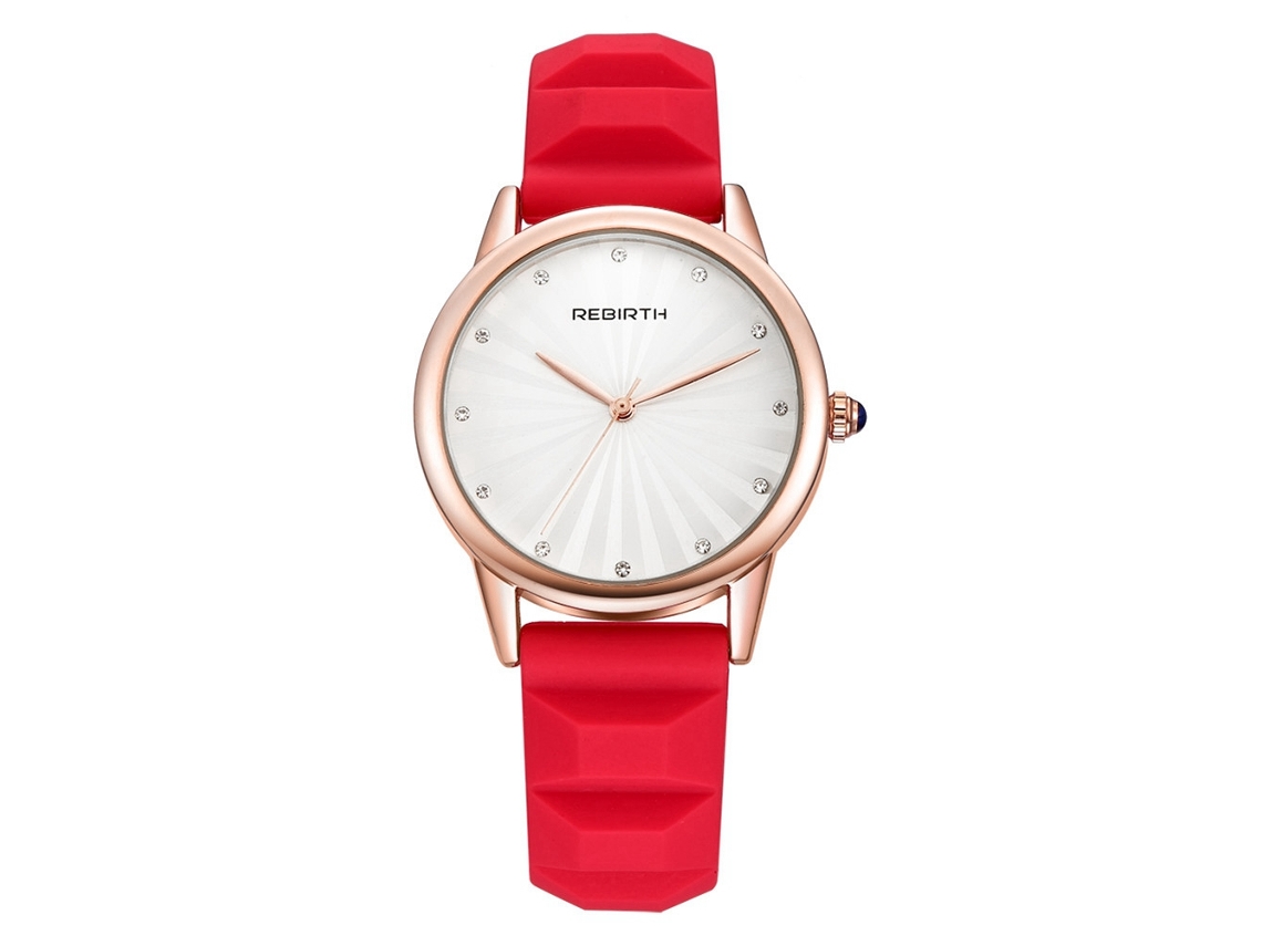 Reloj De Pulsera Para Mujer Con Diamantes De Imitación, Esfera Redonda, Movimiento De Cuarzo, Resistente Al Agua Hasta 1 Atm, Color Rojo.