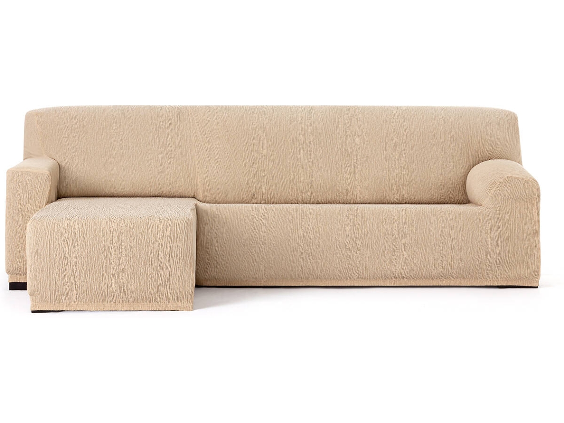 Funda de Chaise Longue Izquierda para Brazo Corto EYSA Premium Troya Tejido Elástico (310 x 110 x 110 cm - Poliéster y Algodón - Beige)
