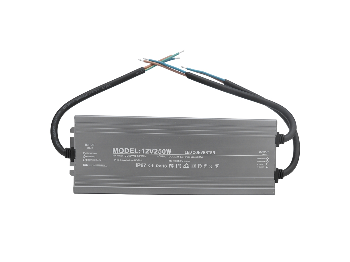 Fuente De Alimentación Led Impermeable Ip67 250w 12v 20.8a Controlador De Voltaje Constante