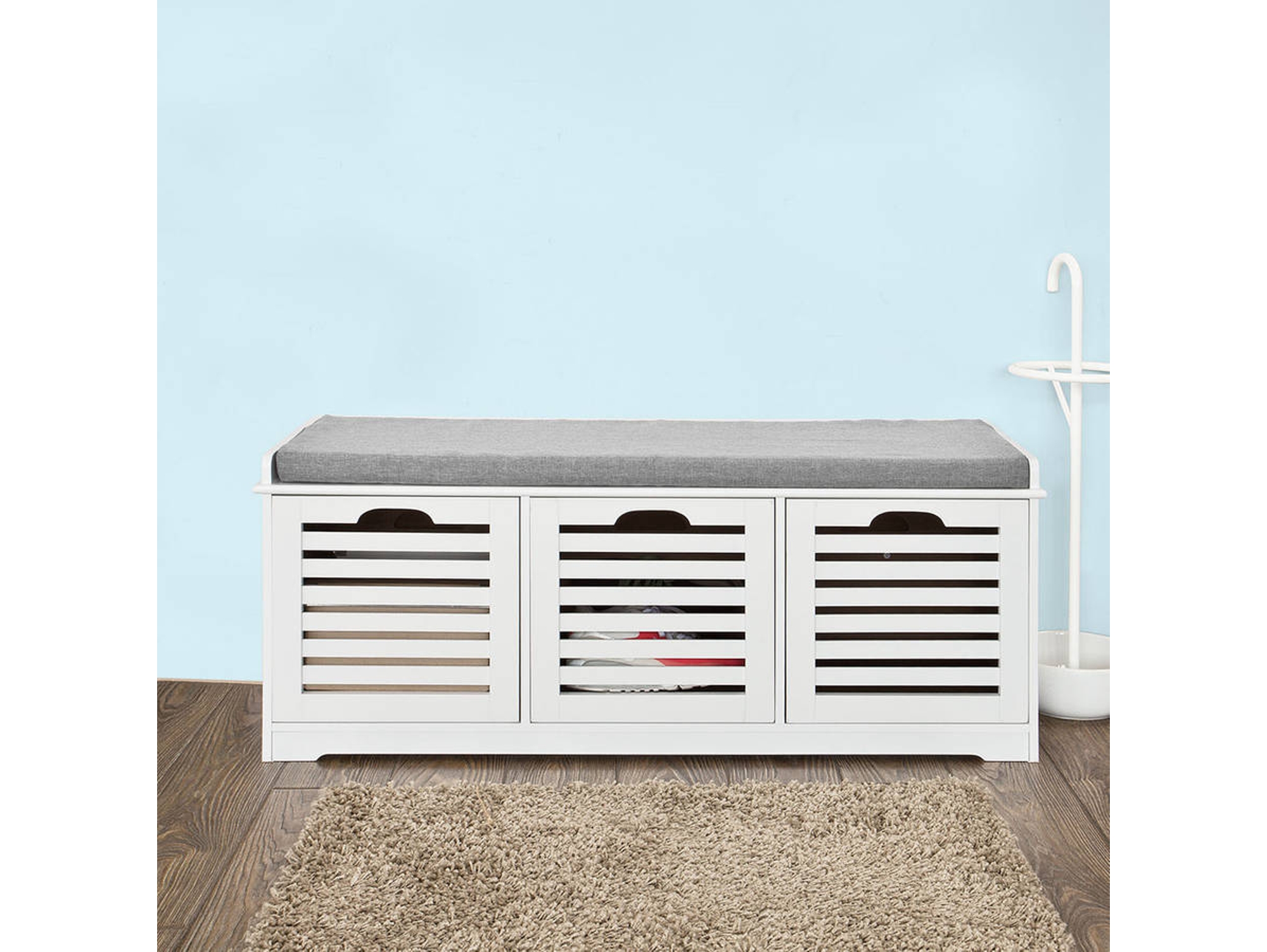 Banco Armario de Zapatos SOBUY Blanco (105x35x43cm)
